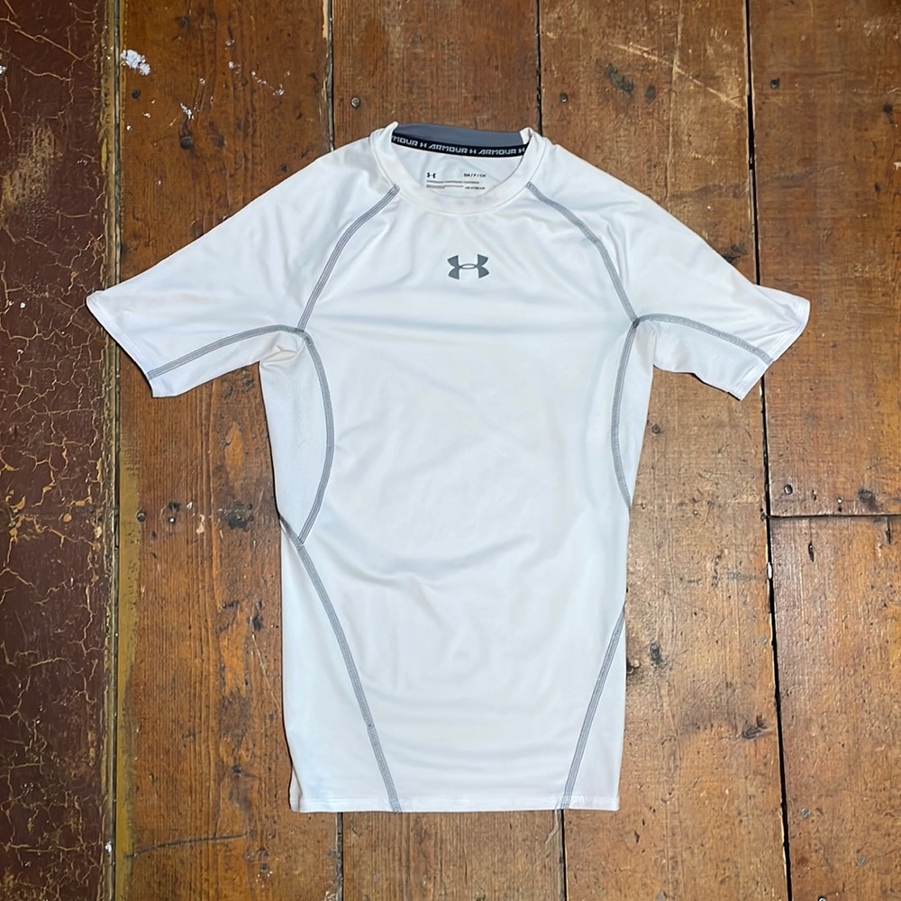 White Under Armour compression shirt